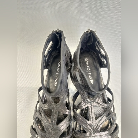 Donald J Pliner Gladiator Sandals Black Leather Low Wedge Women's Sz 8 N - Picture 6 of 13